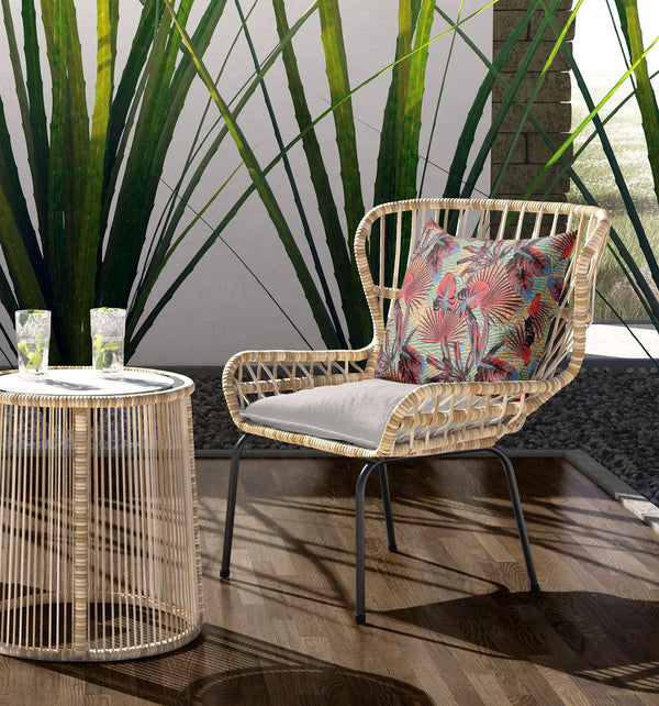 Homeroots 28” Red Yellow Tropical Indoor Outdoor Throw Pillow   414170