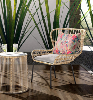 Homeroots 28” Red Gold Tropical Indoor Outdoor Throw Pillow   414181