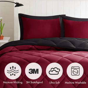 English Elm 2 Pieces Twin Waffle Knit Chenille Comforter Set with Plush Sherpa Reversible Cozy Bedding Ensemble Red+Black 16.93 L x 12.2 W x 4.33 H B035P381305