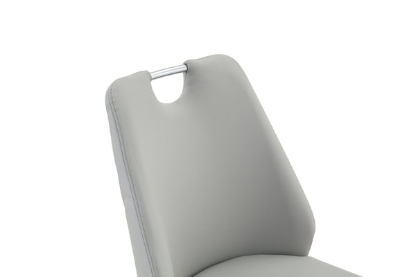 English Elm Dining Chairs Set Of 4 - Light Gray Faux Leather With Gold Accents, Modern High Back Design & Comfort W3493P356398