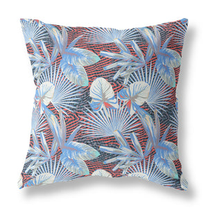 Homeroots 26” Blue Red Tropical Indoor Outdoor Throw Pillow   414208