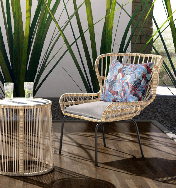 Homeroots 28” Blue Red Tropical Indoor Outdoor Throw Pillow   414210