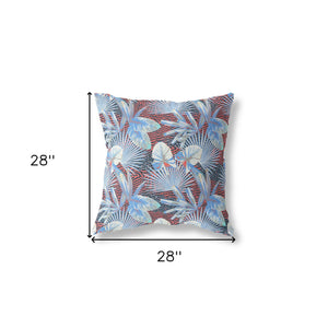 Homeroots 28” Blue Red Tropical Indoor Outdoor Throw Pillow   414210