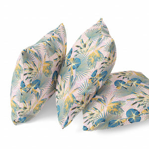 Homeroots 26” Blue Gold Tropical Indoor Outdoor Throw Pillow   414279