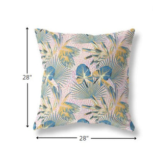 Homeroots 28” Blue Gold Tropical Indoor Outdoor Throw Pillow   414280