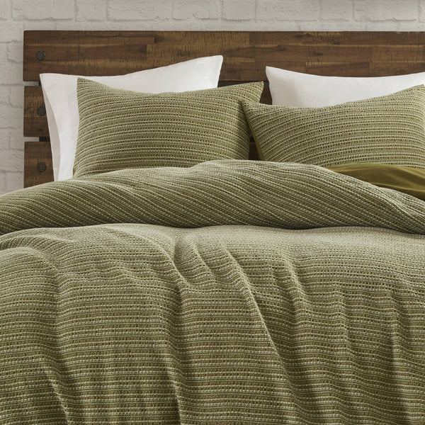 English Elm 3PCS Waffle Washed Comforter Set Full/Queen with Breathable 100% Cotton Face and Plush 270G Fill Green 11.5 L x 9.5 W x 8 H B035P341118