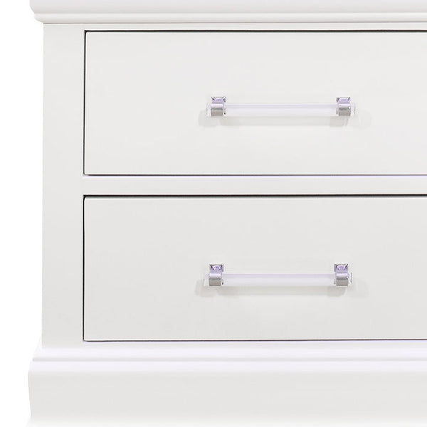 English Elm CHARLSTON Solid Wood Nightstand with LED Lighting, Transitional 2-Drawer Design, Metal Hardware Finish White 29 L x 22 W x 22 H B201P215719