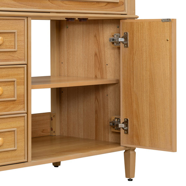 English Elm 36" Modern Bathroom Vanity with Ceramic Sink, Solid Rubber Wood & MDF, Flip Drawer, Soft-Close Doors N725P350825N