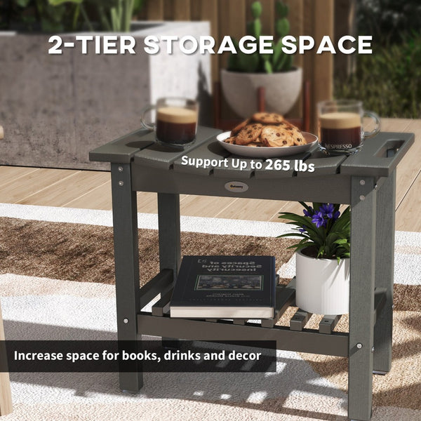 English Elm Outsunny Hdpe Shower Bench with Handles Wood Grain Stool Storage Shelf Bath Patio W2225P485639