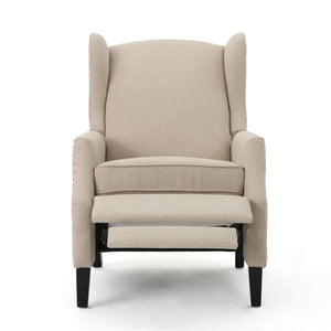 English Elm Christopher Knight Home® - Pushback Recliner Chair with Nailhead Trim and Wingback Design, Plush Fabric Comfort for Living Rooms Wheat 60760.00WHT