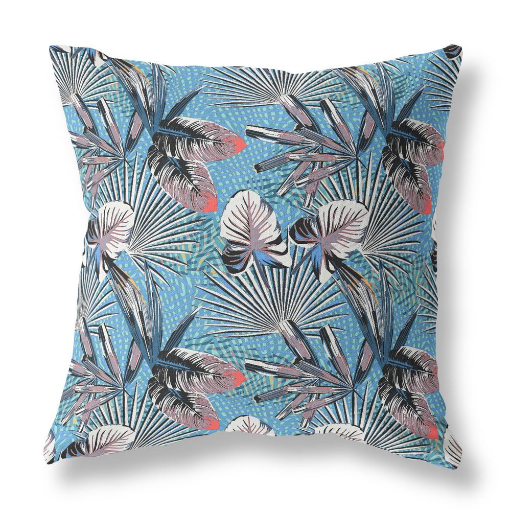 Homeroots 26” Black Blue Tropical Indoor Outdoor Throw Pillow   414318