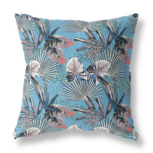 Homeroots 26” Black Blue Tropical Indoor Outdoor Throw Pillow   414318