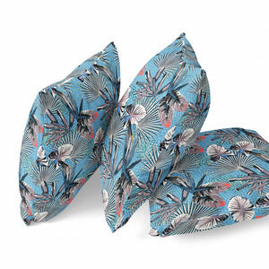 Homeroots 26” Black Blue Tropical Indoor Outdoor Throw Pillow   414318