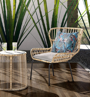 Homeroots 26” Black Blue Tropical Indoor Outdoor Throw Pillow   414318