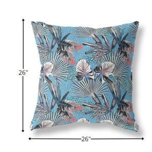 Homeroots 26” Black Blue Tropical Indoor Outdoor Throw Pillow   414318