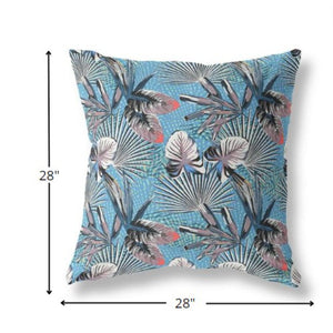 Homeroots 28” Black Blue Tropical Indoor Outdoor Throw Pillow   414320
