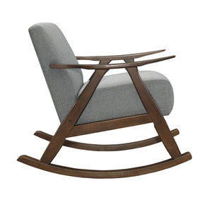 English Elm Modern Walnut Wood Frame Rocking Chair Upholstered Cushion Seat Mid-century Living Room Gray B011P255260