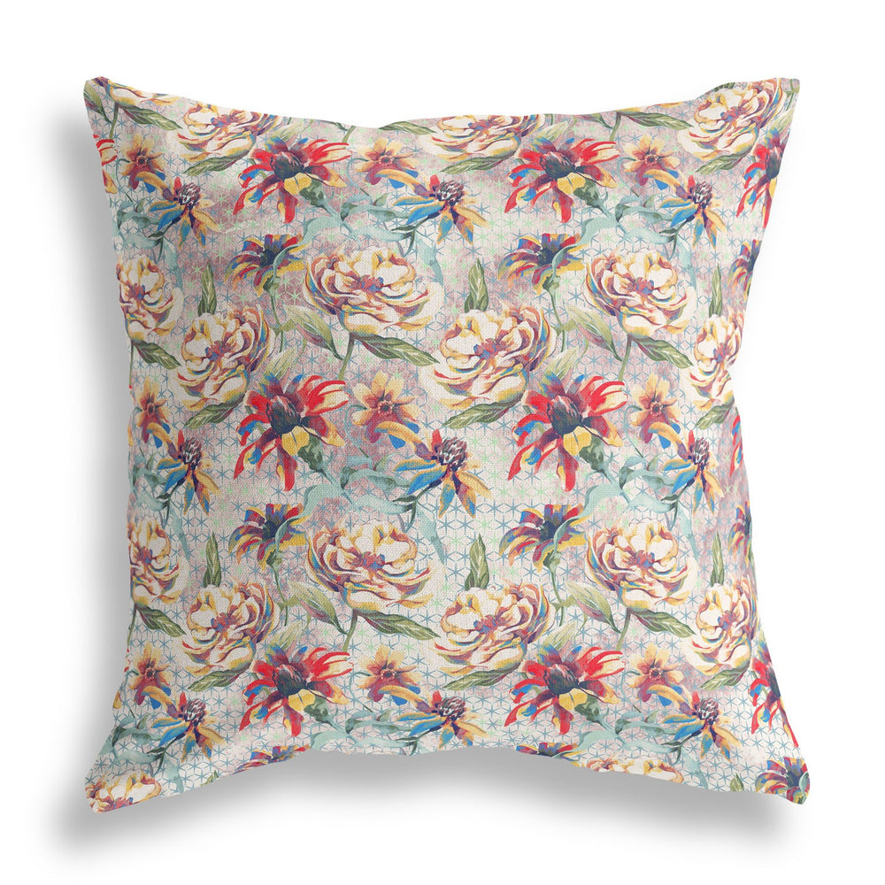 Homeroots 28” Red Yellow Roses Indoor Outdoor Throw Pillow   414358