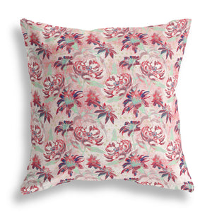Homeroots 26” Red White Roses Indoor Outdoor Throw Pillow   414366
