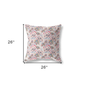 Homeroots 26” Lavender Pink Roses Indoor Outdoor Throw Pillow   414395