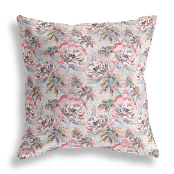 Homeroots 28” Lavender Pink Roses Indoor Outdoor Throw Pillow   414397