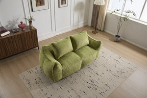 English Elm Giant Ultra Soft Fluffy Loveseat Bean Bag Sofa for Adults, Oversized Shredded Foam Couch with Pillows Green W3723P353897