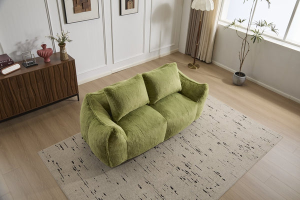 English Elm Giant Ultra Soft Fluffy Loveseat Bean Bag Sofa for Adults, Oversized Shredded Foam Couch with Pillows Green W3723P353897
