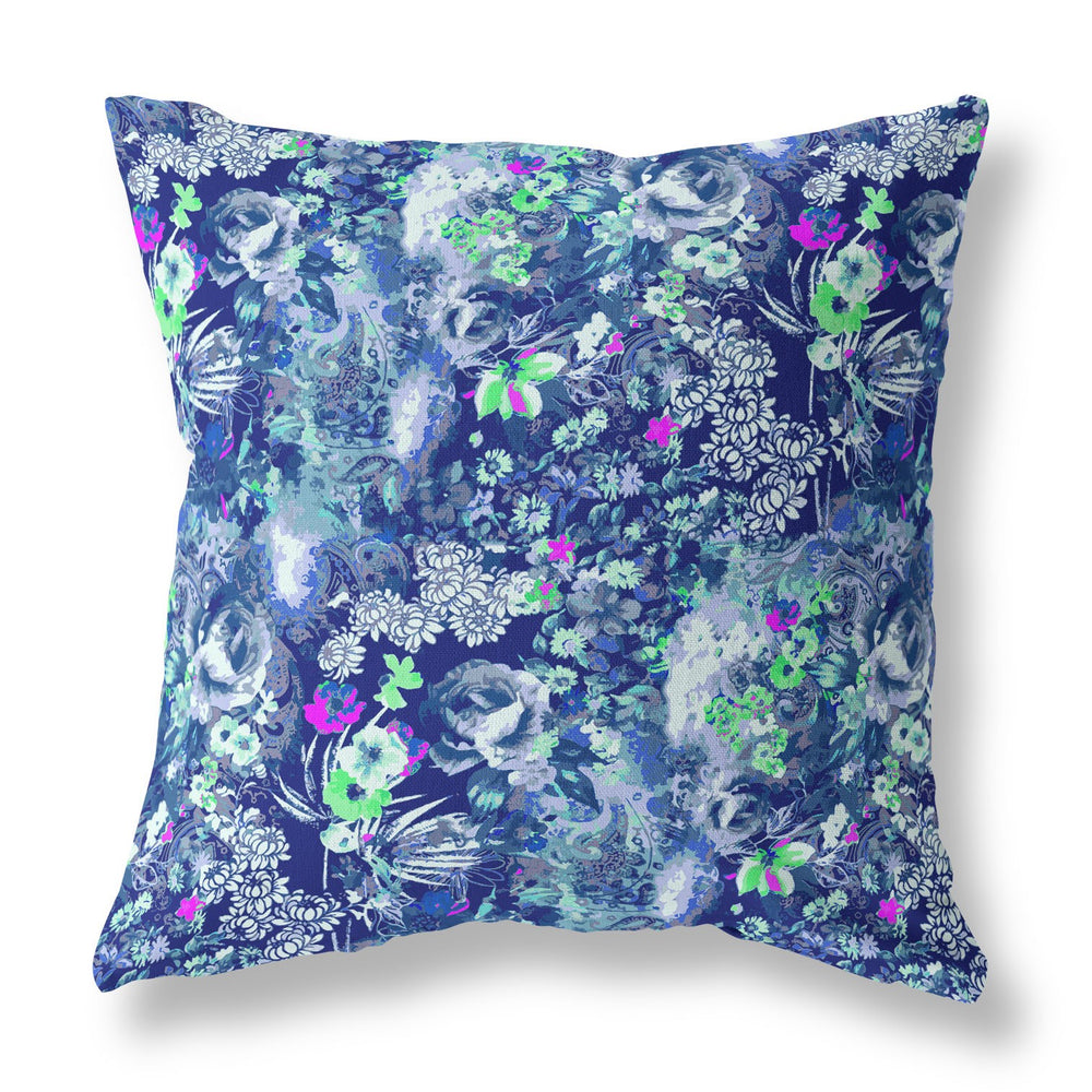 Homeroots 26" Purple Blue Springtime Indoor Outdoor Throw Pillow   414494
