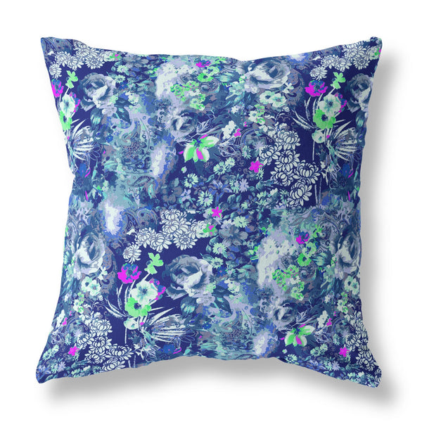 Homeroots 26" Purple Blue Springtime Indoor Outdoor Throw Pillow   414494
