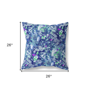 Homeroots 26" Purple Blue Springtime Indoor Outdoor Throw Pillow   414494