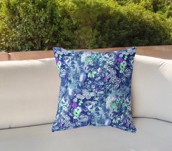 Homeroots 26" Purple Blue Springtime Indoor Outdoor Throw Pillow   414494