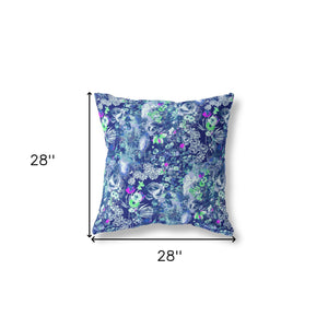 Homeroots 28" Purple Blue Springtime Indoor Outdoor Throw Pillow   414495