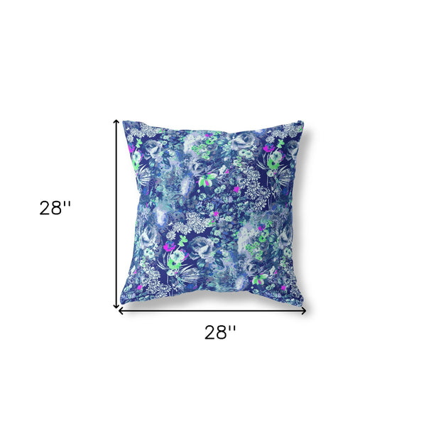 Homeroots 28" Purple Blue Springtime Indoor Outdoor Throw Pillow   414495