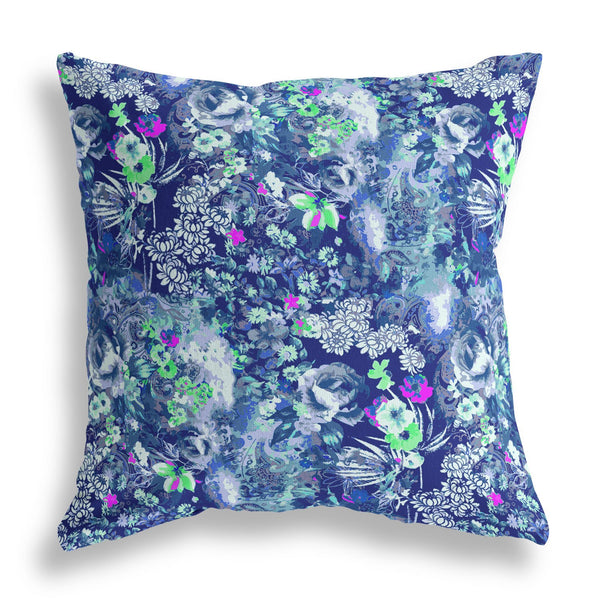 Homeroots 28" Purple Blue Springtime Indoor Outdoor Throw Pillow   414495