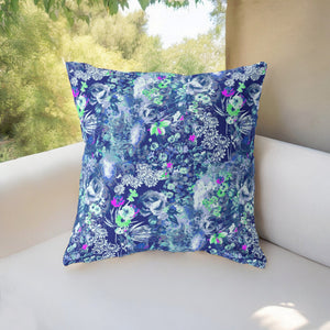 Homeroots 28" Purple Blue Springtime Indoor Outdoor Throw Pillow   414495