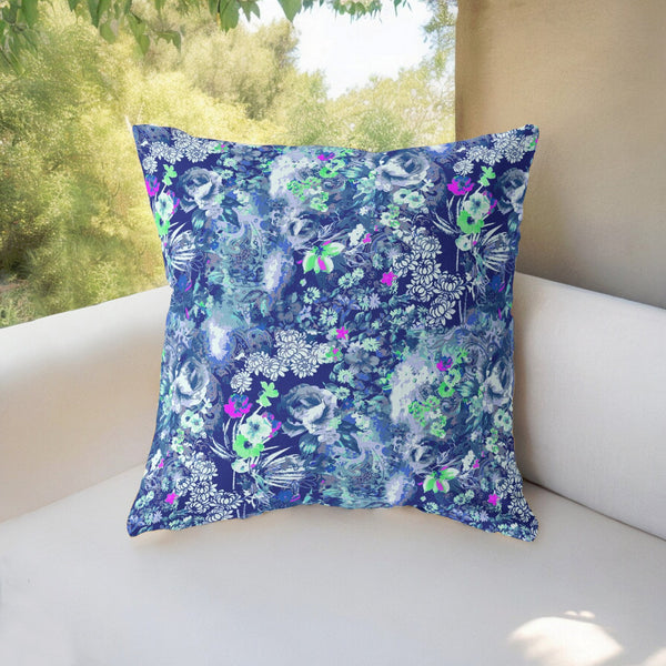 Homeroots 28" Purple Blue Springtime Indoor Outdoor Throw Pillow   414495