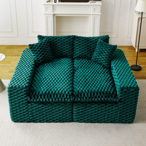 English Elm Luxury Turtle Velvet Multifunctional Sofa - Convertible Green Modular Seating for Family, 400lb Capacity W3371S00043