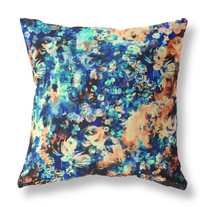Homeroots 26" Orange Blue Springtime Indoor Outdoor Throw Pillow   414512