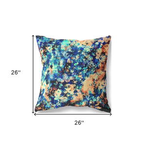 Homeroots 26" Orange Blue Springtime Indoor Outdoor Throw Pillow   414512