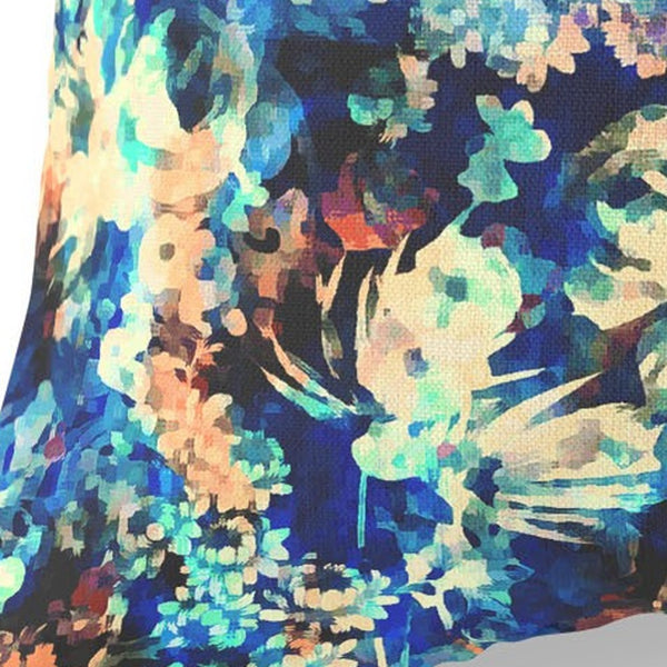 Homeroots 26" Orange Blue Springtime Indoor Outdoor Throw Pillow   414512