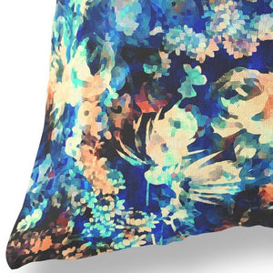 Homeroots 26" Orange Blue Springtime Indoor Outdoor Throw Pillow   414512