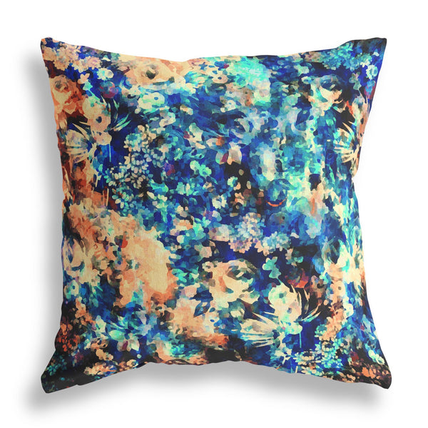 Homeroots 28" Orange Blue Springtime Indoor Outdoor Throw Pillow   414514