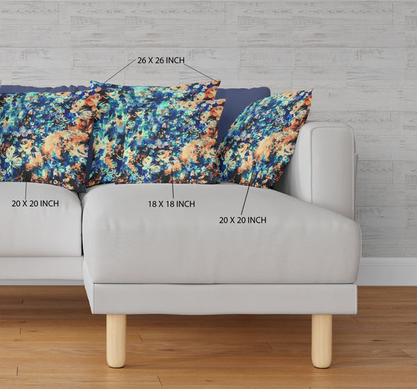 Homeroots 28" Orange Blue Springtime Indoor Outdoor Throw Pillow   414514