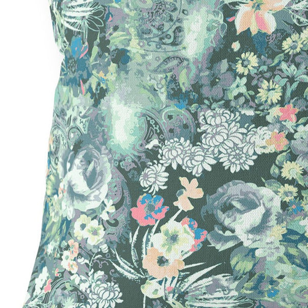 Homeroots 26" Green Black Springtime Indoor Outdoor Throw Pillow   414522