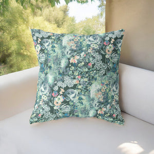 Homeroots 28" Green Black Springtime Indoor Outdoor Throw Pillow   414525