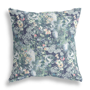 Homeroots 28" Gray Indigo Springtime Indoor Outdoor Throw Pillow   414535