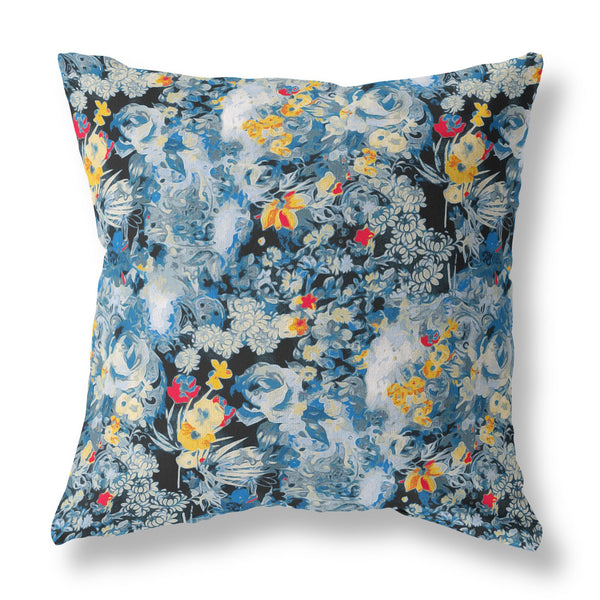 Homeroots 26" Blue Yellow Springtime Indoor Outdoor Throw Pillow   414542