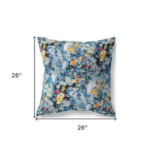 Homeroots 26" Blue Yellow Springtime Indoor Outdoor Throw Pillow   414542