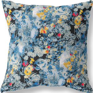 Homeroots 26" Blue Yellow Springtime Indoor Outdoor Throw Pillow   414542