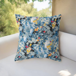 Homeroots 26" Blue Yellow Springtime Indoor Outdoor Throw Pillow   414542